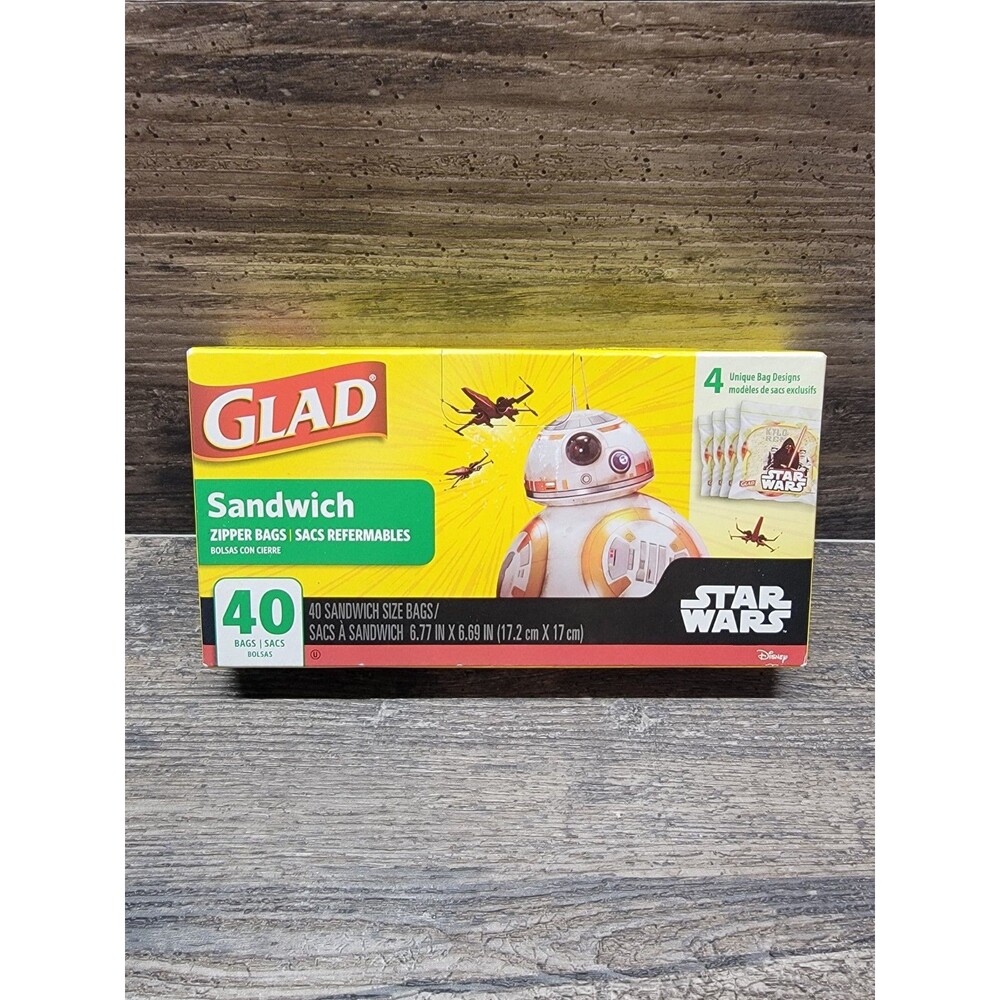 Glad Star Wars Food Storage Bags Snack Size Zipper Bags 40 Count New Sealed